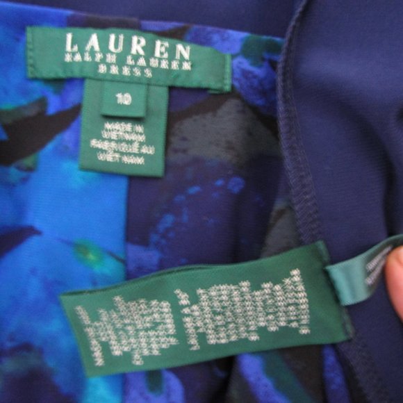 sz10 Cowl Knit Dress Bodycon Shirring Floral Blue - Picture 7 of 11